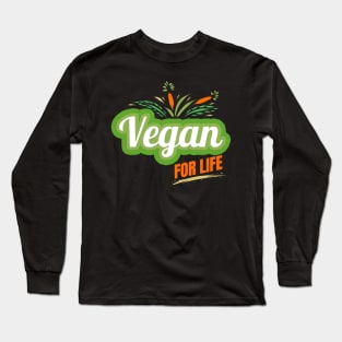 Green Vegan for Life Logo, Go Vegan Long Sleeve T-Shirt